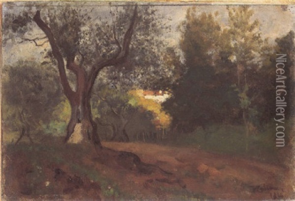 Paesaggio Dei Dintorni Di Firenzi Oil Painting - Vincenzo Cabianca