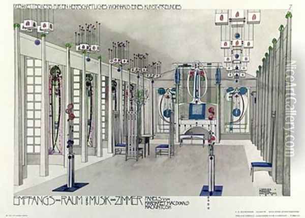Design for a Music Room with panels by Margaret Macdonald Mackintosh Oil Painting - Charles Rennie Mackintosh