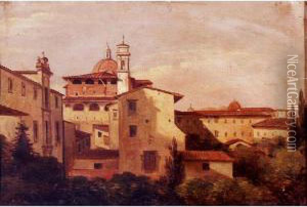 View Of Roman Rooftops Oil Painting - Gustaf-Wilhelm Palm