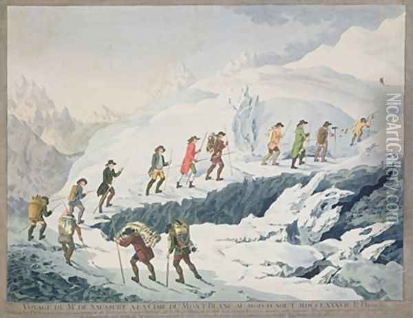 Valentine Richards Ascent of Mont Blanc by M de Saussure in August 1787 1790 Oil Painting - Christian von Mechel