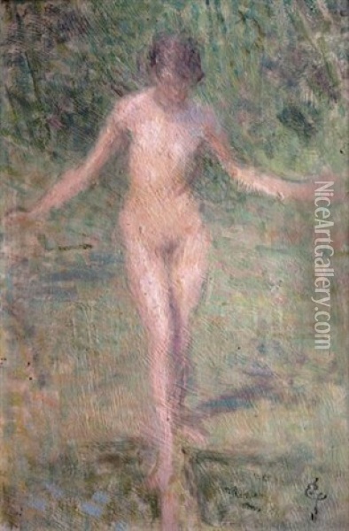 Baigneuse Dans Un Parc Oil Painting - Ernest Joseph Laurent