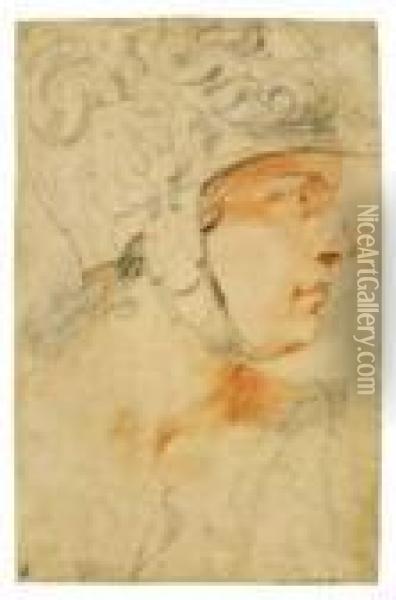 Tete D'homme Casque De Profil Droit Oil Painting - Peter Paul Rubens