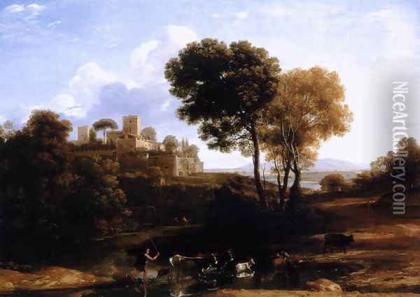 Villa at the Campagna in Rome Oil Painting - Claude Lorrain (Gellee)