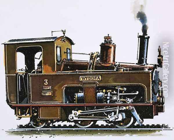 The World of Speed and Power Locomotive of the Snowdon Mountain Railway Oil Painting - John S. Smith