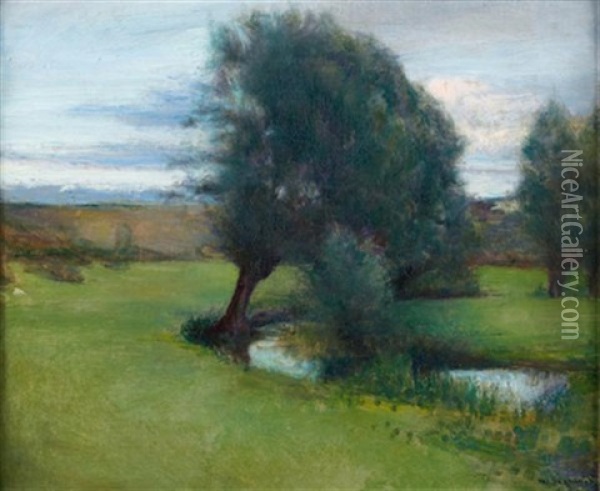 Paysage Boise Avec Une Riviere Oil Painting - Pascal Adolphe Jean Dagnan-Bouveret