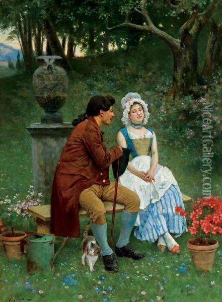 Afternoon Courtship Oil Painting - Alberto Pisa