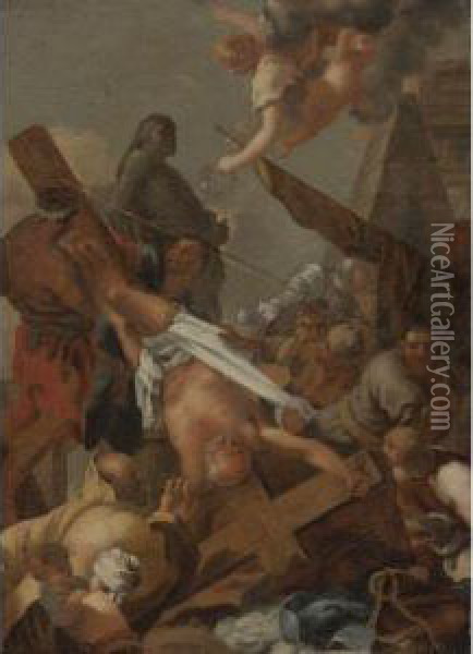 The Crucifixion Of Saint Peter Oil Painting - Sebastian Bourdon