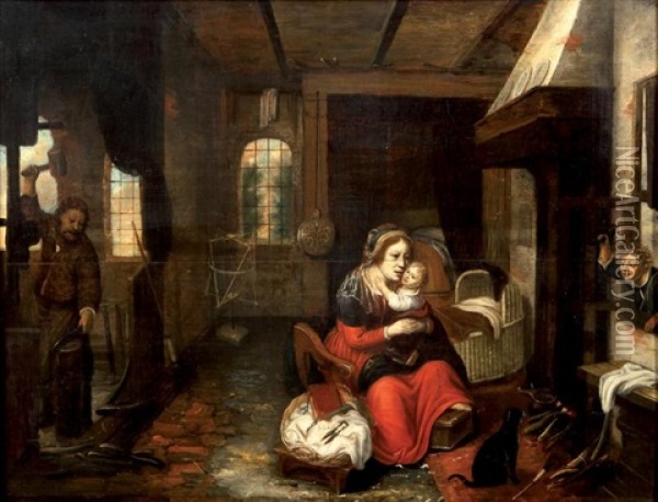 La Sainte Famille Oil Painting - Joseph Frans Nollekens