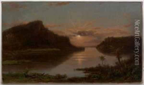 Tropical Sunset Landscape Oil Painting - Ferdinand Reichardt