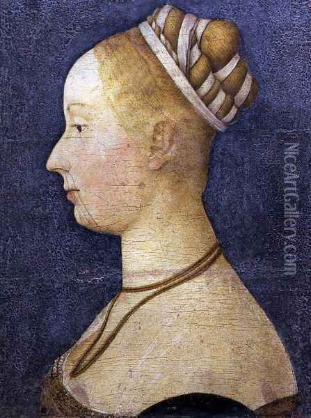 Small Female Portrait Oil Painting - Angelo Da Siena