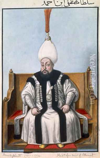 Mustapha III (1717-74) Sultan 1757-74, from A Series of Portraits of the Emperors of Turkey, 1808 Oil Painting - John Young