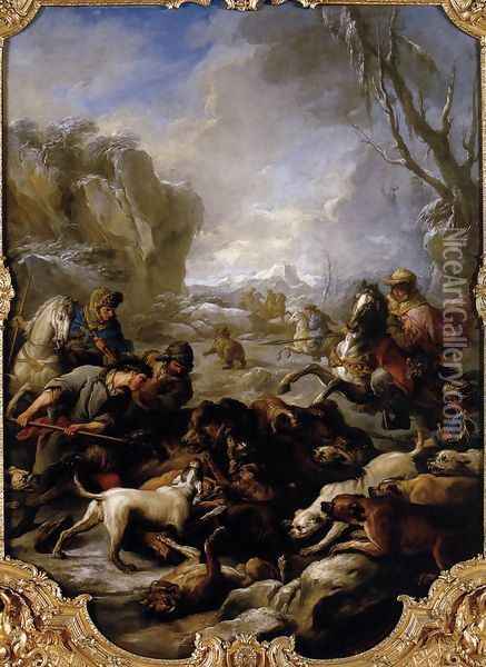 Bear Hunt 1736 Oil Painting - Carle van Loo