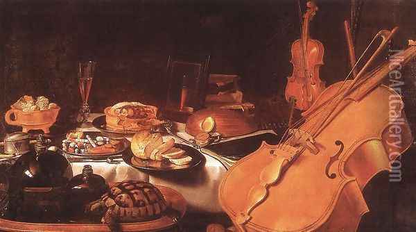 Still Life with Musical Instruments, 1623 Oil Painting - Pieter Claesz.