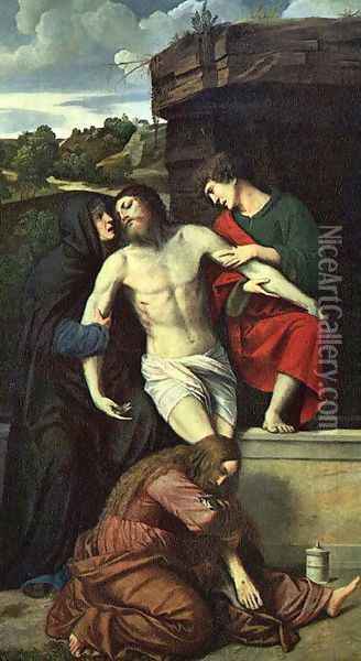 Pietà 1520 Oil Painting - Alessandro Bonvicino (Moretto da Brescia)