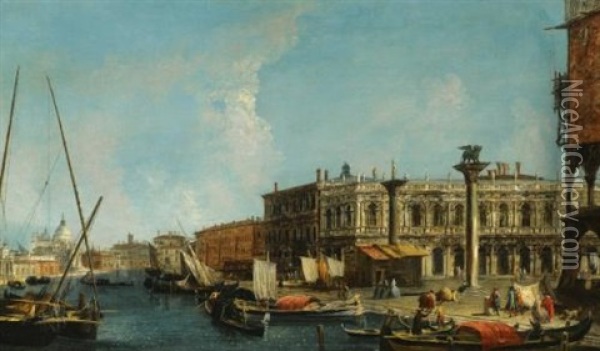 Venice, A View Of The Molo From The Bacino Di San Marco With The Piazzetta And The Entrance To The Grand Canal Oil Painting - Michele Marieschi