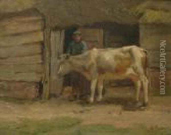 The Cowshed Oil Painting - Anton Mauve