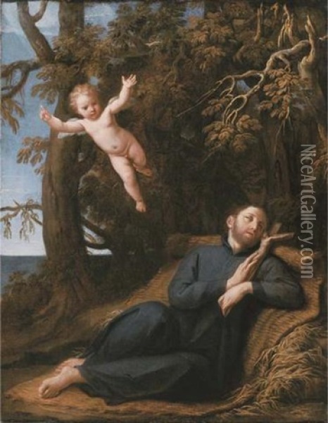 Saint Francis De Sales In The Wilderness Oil Painting - Marc Antonio Franceschini