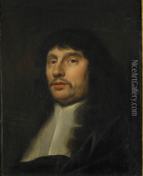 Portratt Av En Gentleman I Bla Dress Oil Painting - Bartholomeus Van Der Helst