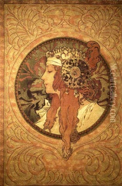 Tete Byzantine Blonde Oil Painting - Alphonse Mucha
