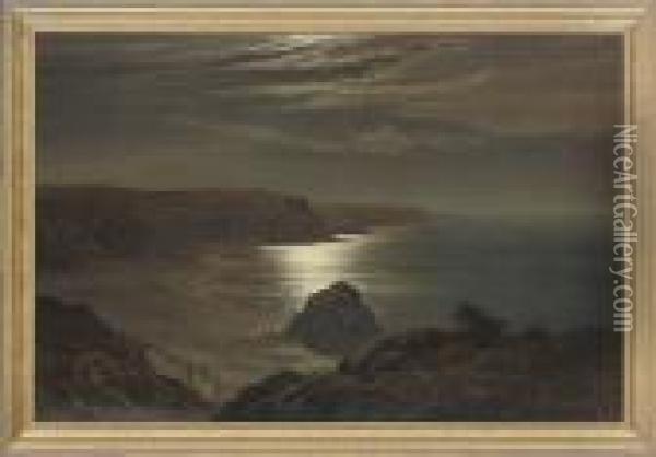 Moonlight On The Shore Oil Painting - Arthur Gilbert