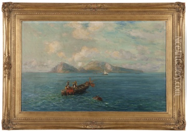 View Of Fishermen And Capri Oil Painting - Bernardo Hay