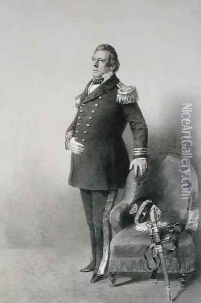 Commodore Matthew Calbraith Perry 1794-1858 from Graphic Scenes in the Japan Expedition Oil Painting - Wilhelm Heine