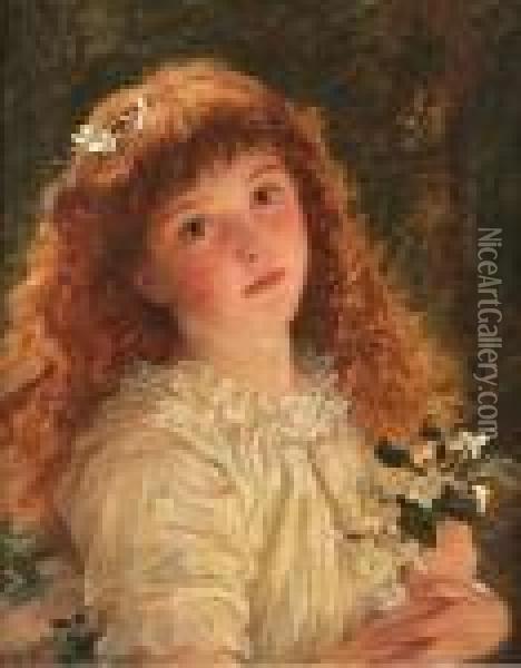 The Young Flower Girl Oil Painting - Sophie Gengembre Anderson