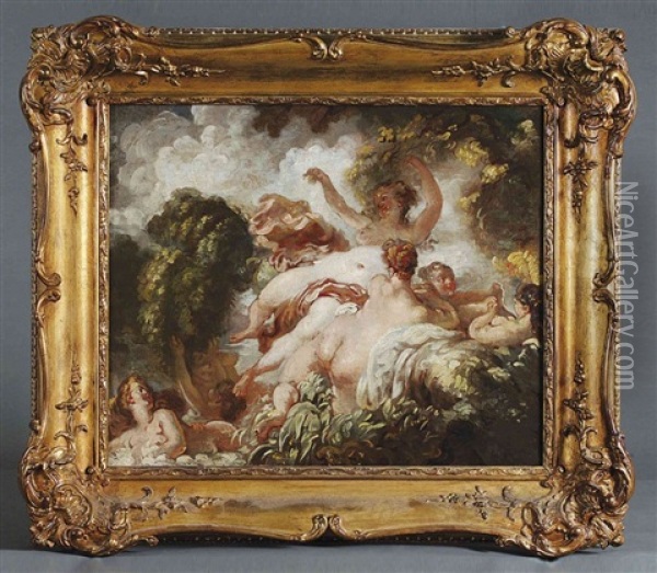 Les Baigneuses Oil Painting - Jean-Honore Fragonard