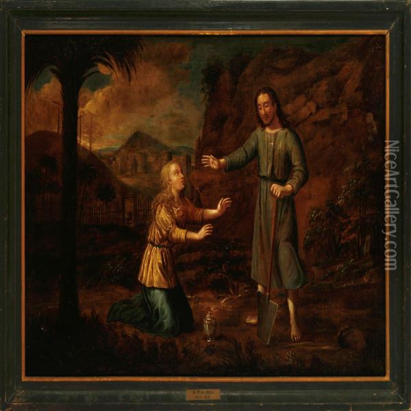 Jesus And Mary Magdalene Outside Jerusalem Oil Painting - Felipe Gil De Mena