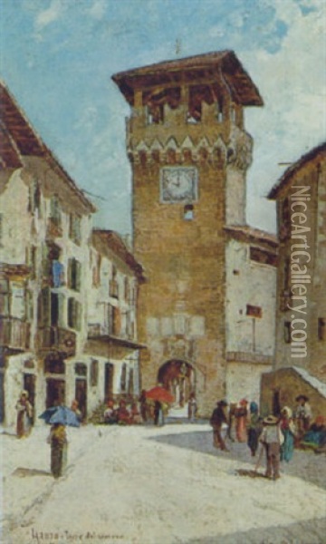 Stadtturm Oil Painting - Giuseppe Garzolini