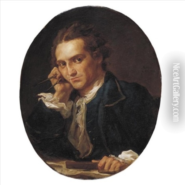 Portrait Of A Man (jacques Germain Soufflot?) Oil Painting - Jean Bernard Restout