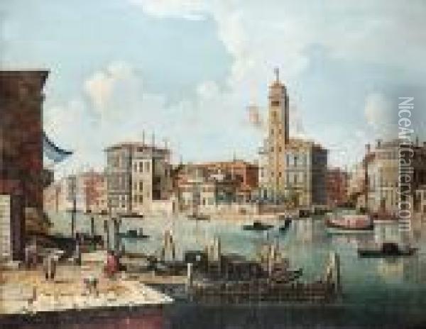 The Entrance To The Cannaregio With San Geremia And Its Campanile Oil Painting - (Giovanni Antonio Canal) Canaletto