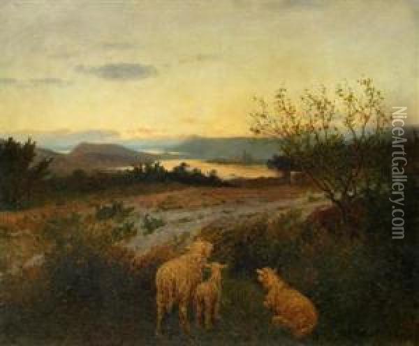 At Sunset Oil Painting - Heinrich Tomec