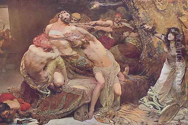Samson and Delilah Oil Painting - Solomon J Solomon