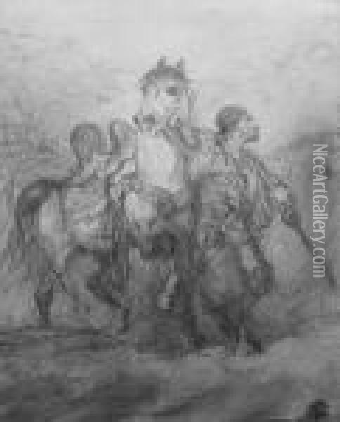 Turke Mit Pferd Oil Painting - Adolf Schreyer