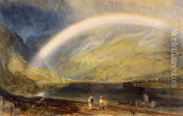Rainbow (or A View on the Rhine from Dunkholder Vineyard, of Osterspey and Feltzen below Bosnart) Oil Painting - Joseph Mallord William Turner