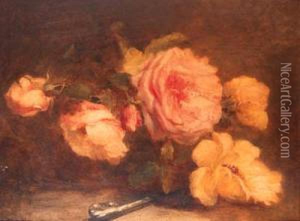 Pink Roses Oil Painting - Catherine Bisschop-Swift