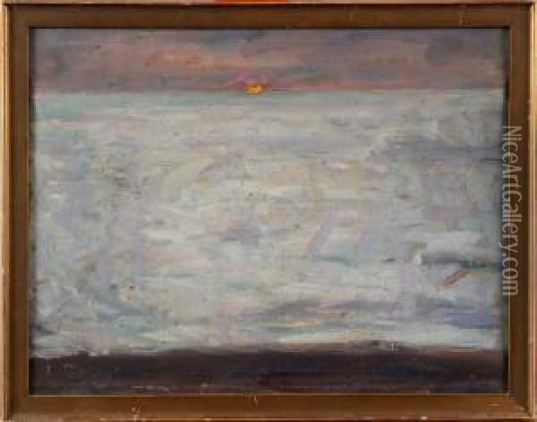 Solnedgang Overhavet Oil Painting - Richard Bergh