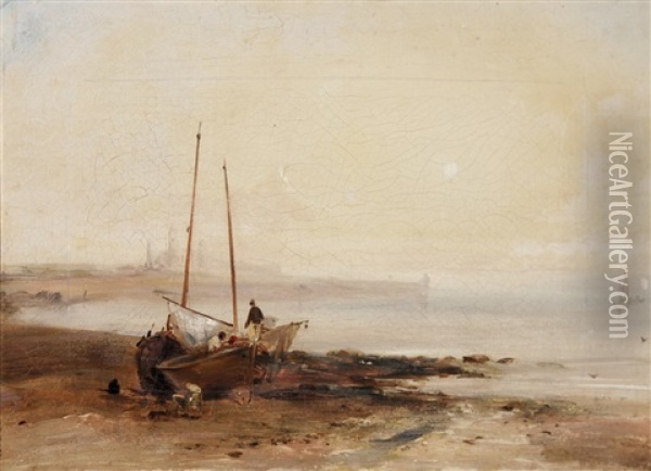 Fishermen By The Sea Oil Painting - Richard Parkes Bonington