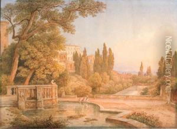 Veduta Di Antica Villa Nei Dintorni Di Roma Oil Painting - Rudolf Muller