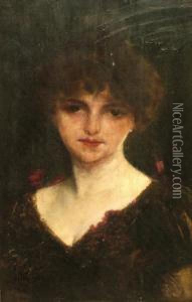 Portrait Of A Lady Oil Painting - Georges Van den Bos