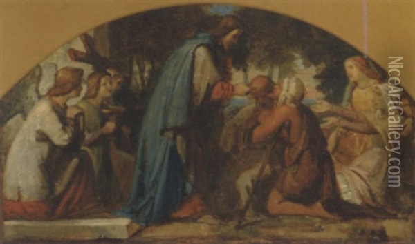 Austeilung Des Anbendmahles Durch Christus Oil Painting - Carl Gottlieb Peschel