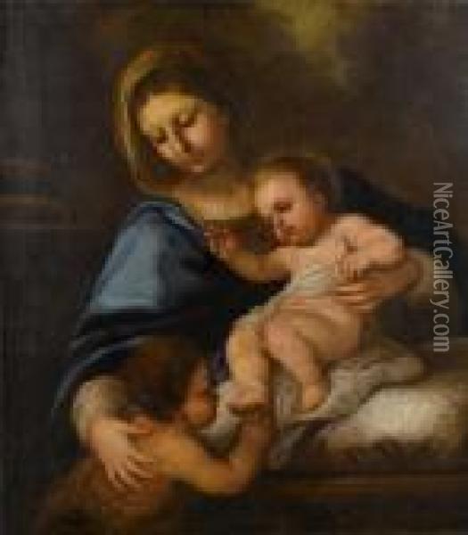 The Madonna And Child With The Infant Saintjohn The Baptist Oil Painting - Luca Giordano