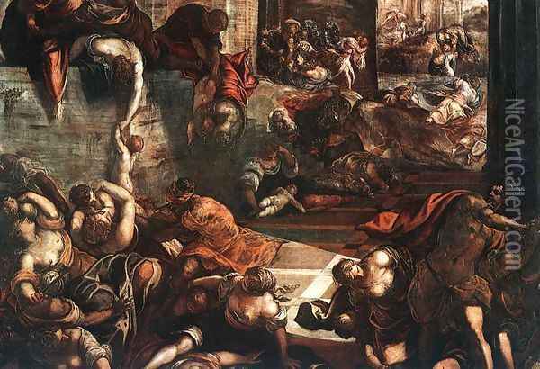 The Slaughter of the Innocents 1582-87 Oil Painting - Jacopo Tintoretto (Robusti)
