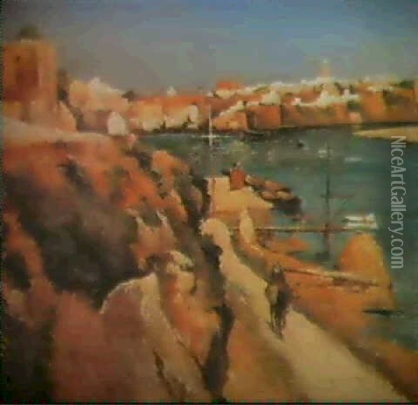 Estuaire Du Bou Regreg, Sale Rabat Oil Painting - Louis-Edouard Brindeau de Jarny