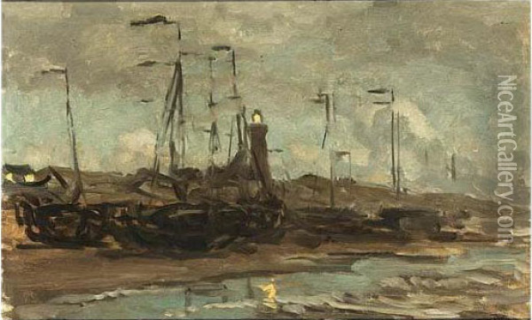 Bomschuiten On The Beach Oil Painting - Willem Bastiaan Tholen