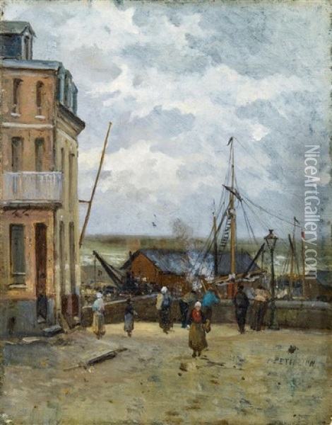 Im Hafen Von Le Treport Oil Painting - Jules Petillion