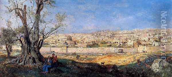 View Of Jerusalem Oil Painting - Pierre Tetar Van Elven