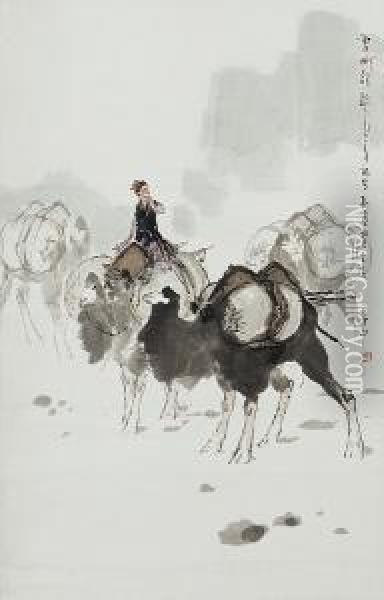 Pack Camels Oil Painting - Li Shan
