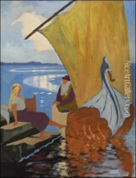 Kalevala-aihe Oil Painting - Sigfrid August Keinanen